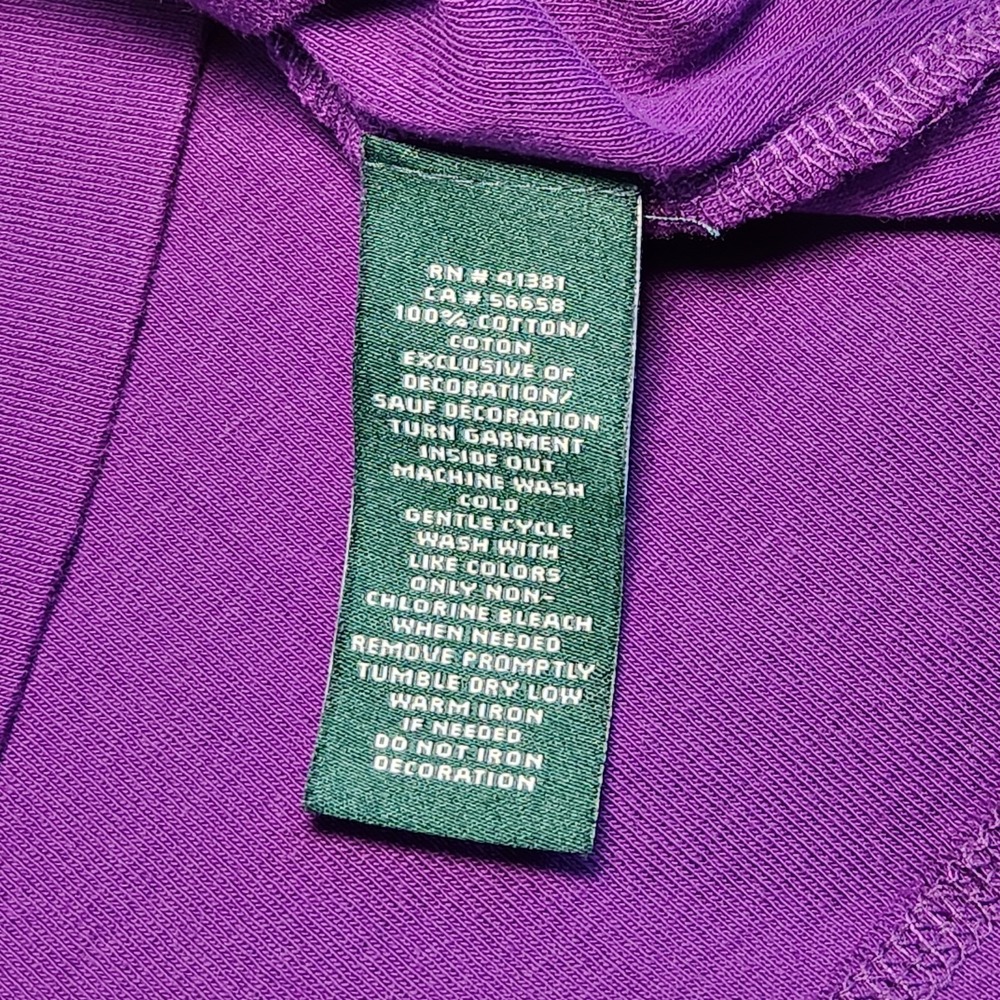 RALPH LAUREN Long Sleeve Shirt Top Womens XL Purple Equestrian Elbow Patches - Picture 6 of 9